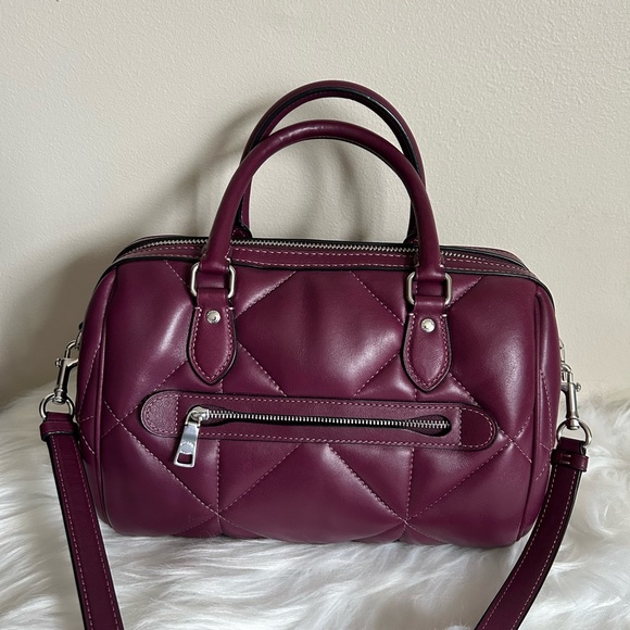 Coach Rowan Satchel Duffle with Diamond Quilting Deep Berry - Picture 2 of 9